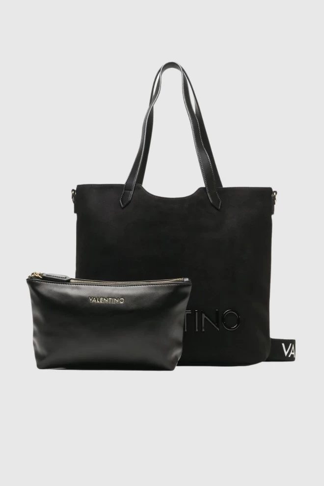 VALENTINO Black suede courmayeu shopper bag