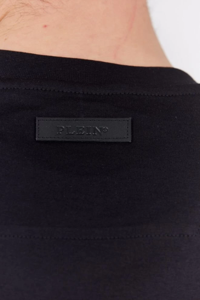 PHILIPP PLEIN Czarny t-shirt męski Round neck ss iconic plein