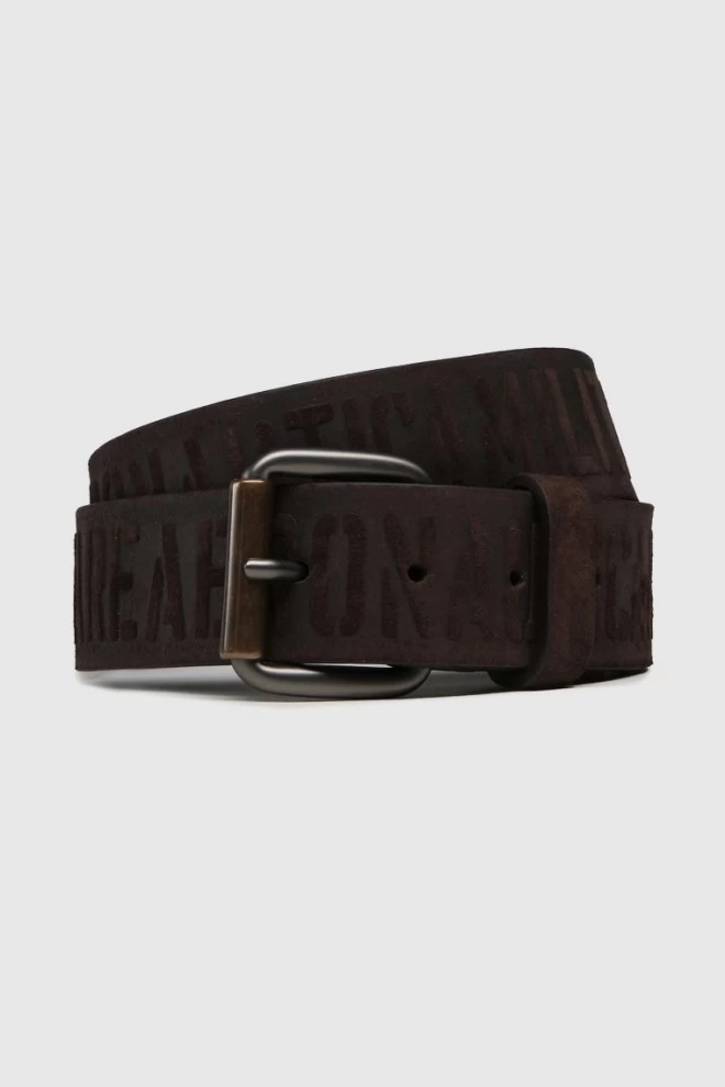 AERONAUTICA MILITARE Leather brown men's belt with embossed lettering