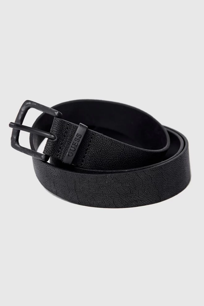 GUESS Black men's leather belt with interesting texture