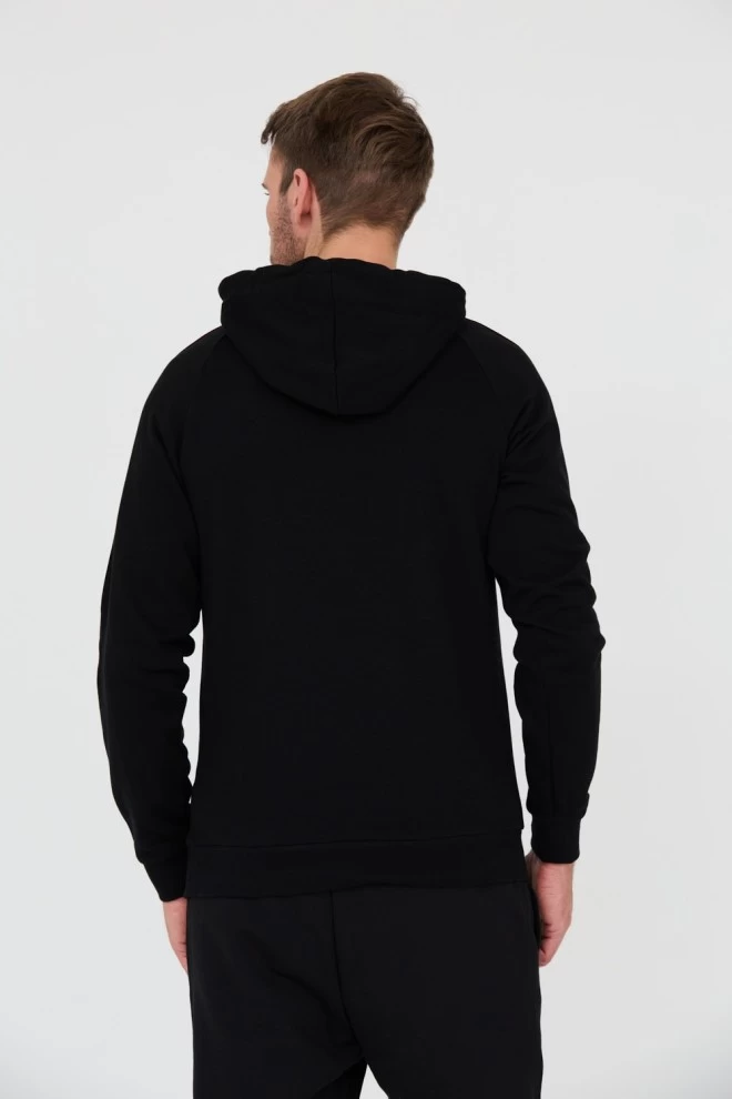HUGO Black hooded sweatshirt with stripes
