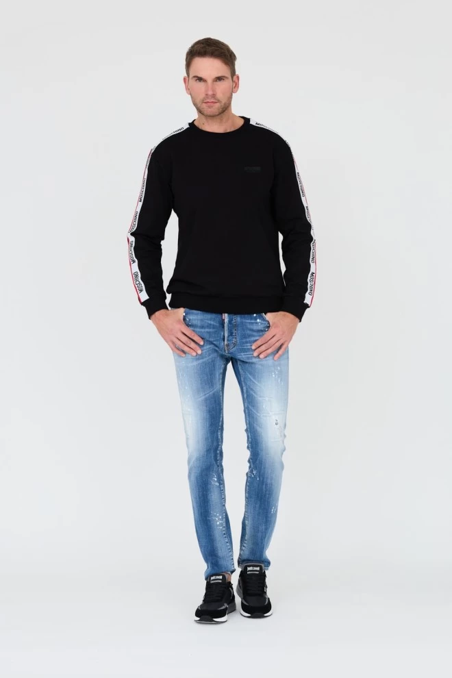 MOSCHINO Czarna bluza z lampasami