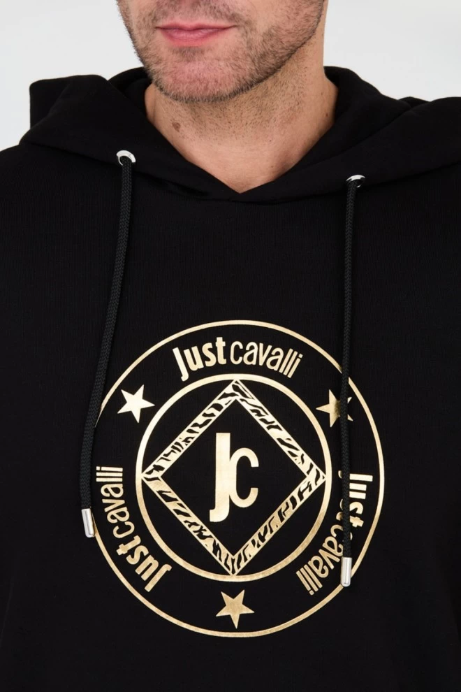 JUST CAVALLI Black Fiche Gold hoodie