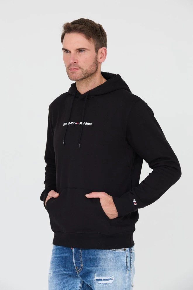 TOMMY JEANS Black hooded sweatshirt