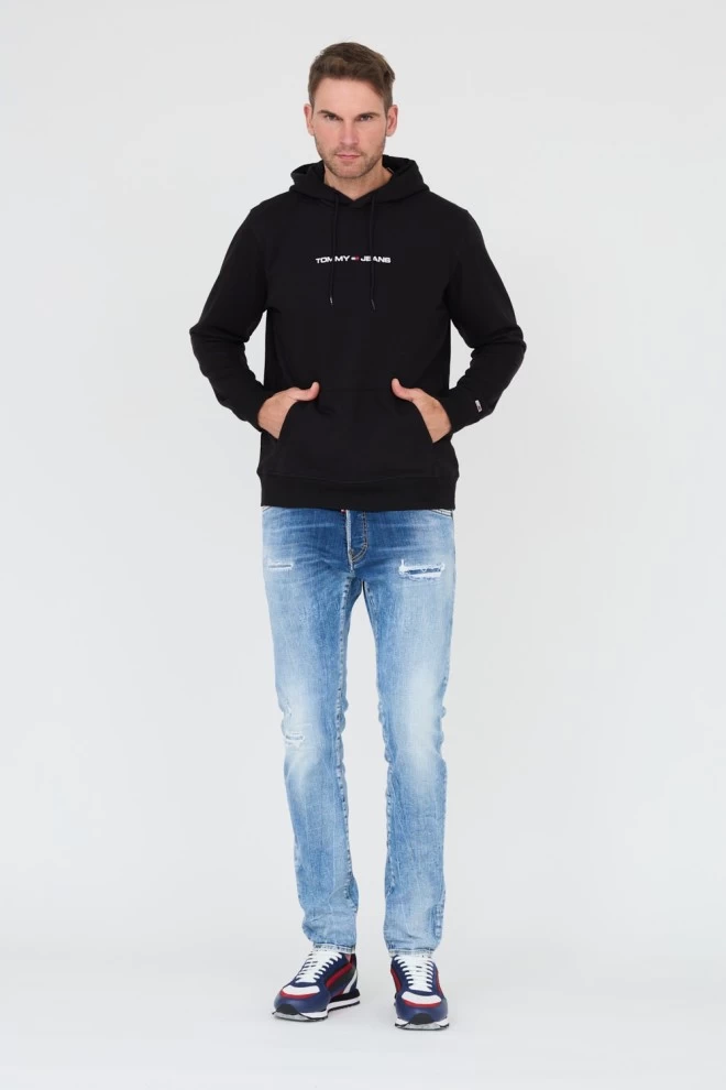 TOMMY JEANS Black hooded sweatshirt