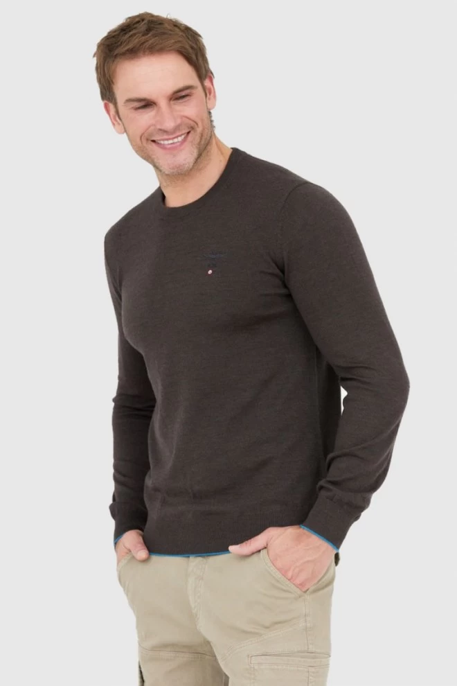 AERONAUTICA MILITARE Brown men's merino wool sweater