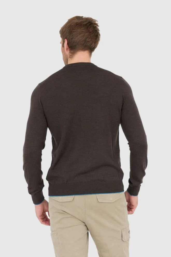 AERONAUTICA MILITARE Brown men's merino wool sweater