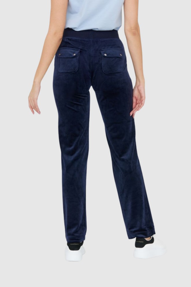 JUICY COUTURE Granatowe spodnie dresowe z weluru