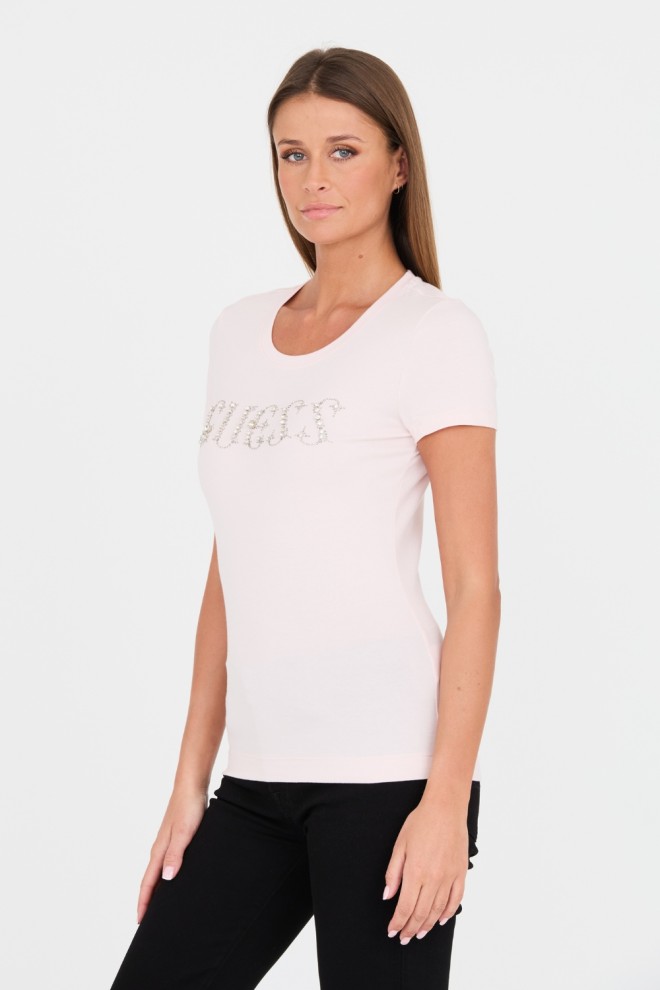 GUESS Pink Stones Logo Tee