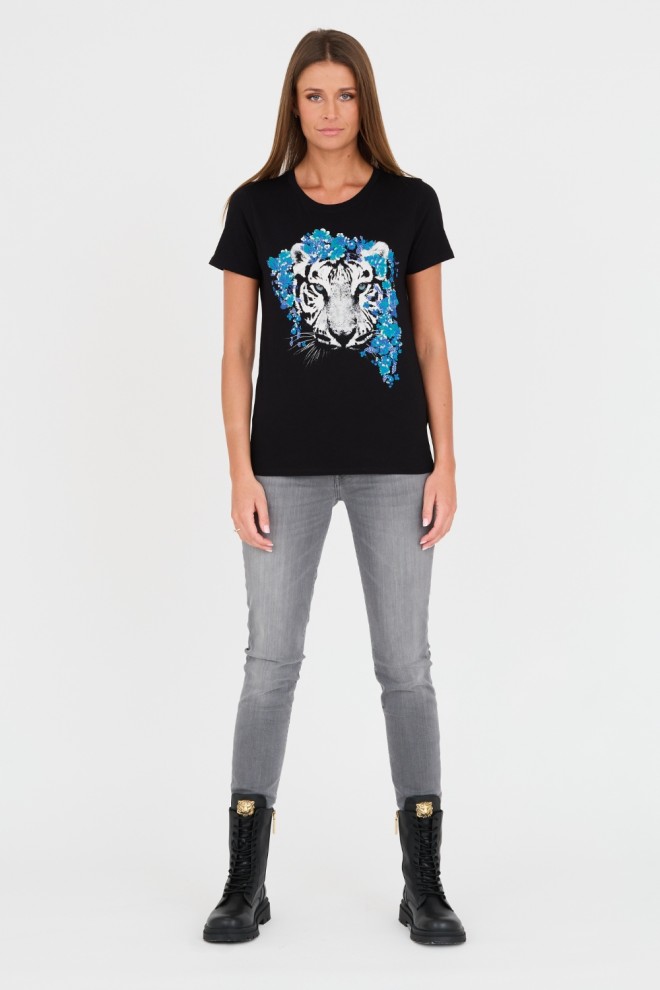 GUESS Czarny t-shirt z printem