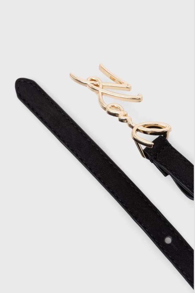KARL LAGERFELD Czarny pasek skórzany K/signature