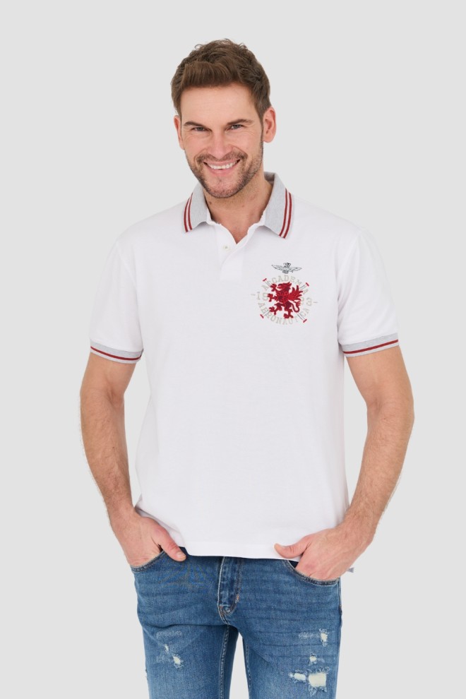 AERONAUTICA MILITARE Biała koszulka Polo M.C.