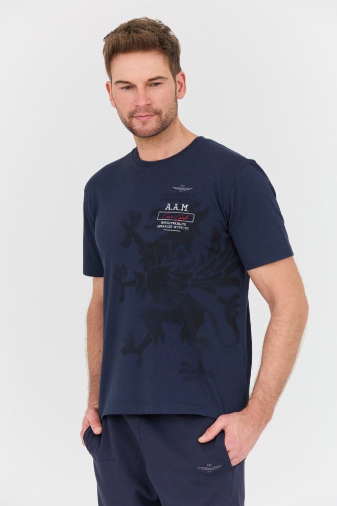 AERONAUTICA MILITARE Granatowy t-shirt M.C.