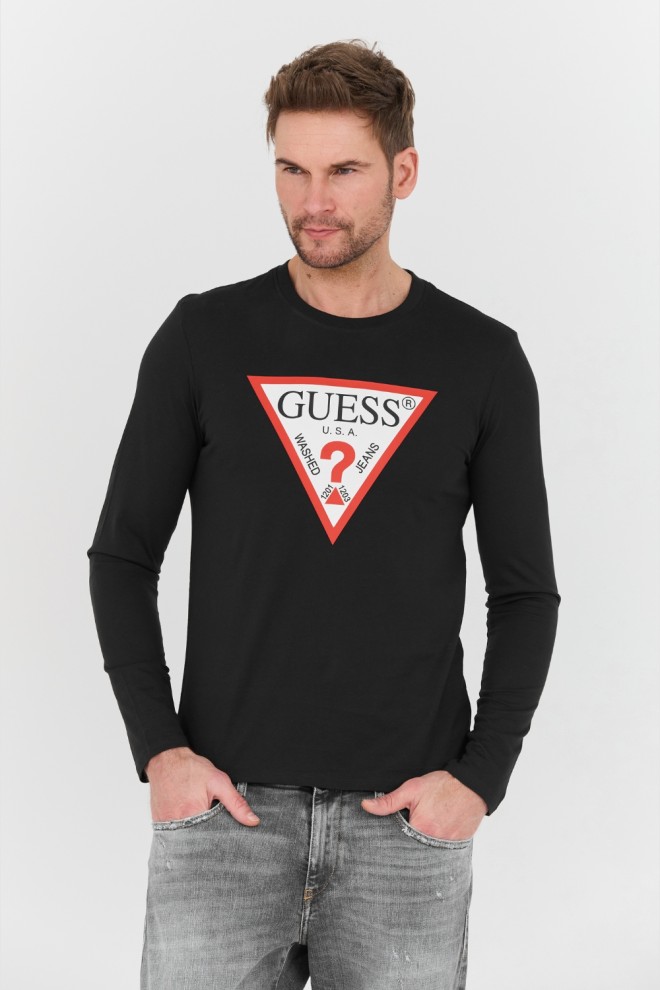 GUESS Black Longsleeve Original Logo Tee
