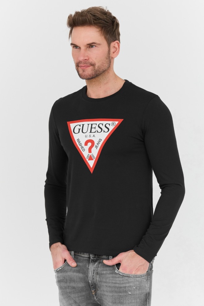 GUESS Black Longsleeve Original Logo Tee