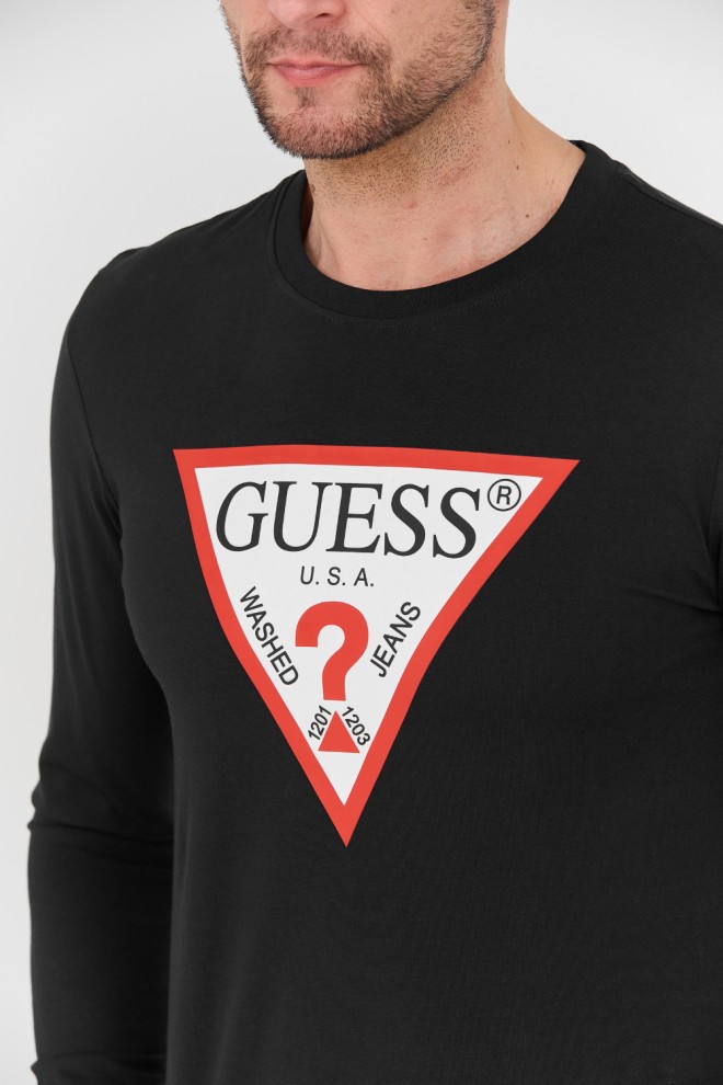 GUESS Black Longsleeve Original Logo Tee
