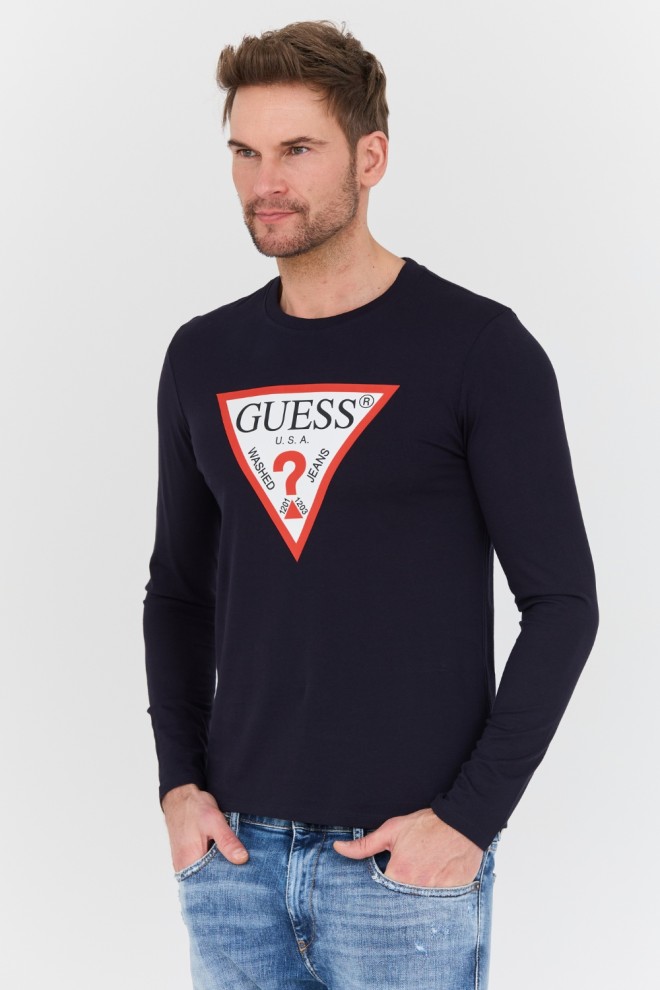 GUESS Navy blue longsleeve Original Logo Tee