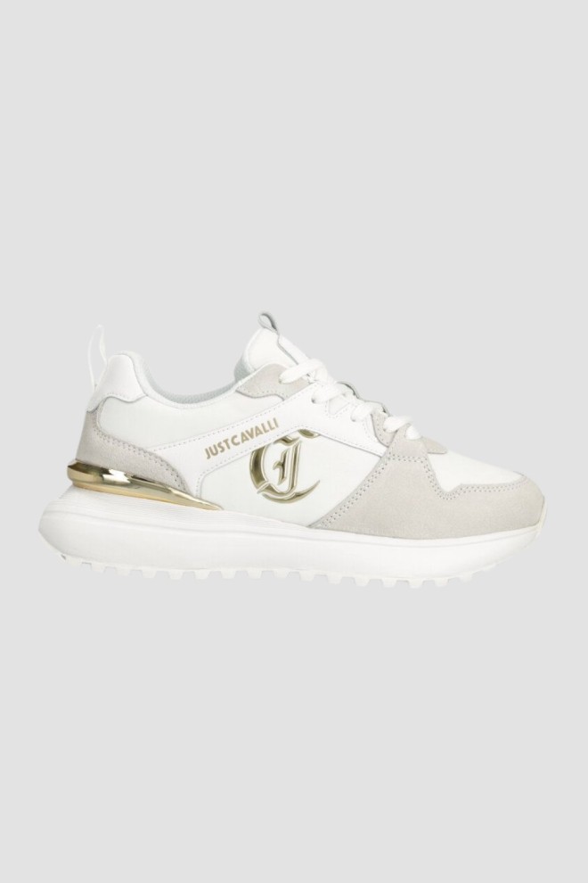 JUST CAVALLI Białe sneakersy Fondo Karina