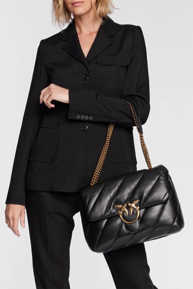 PINKO Black Quilted Handbag Love Puff Big