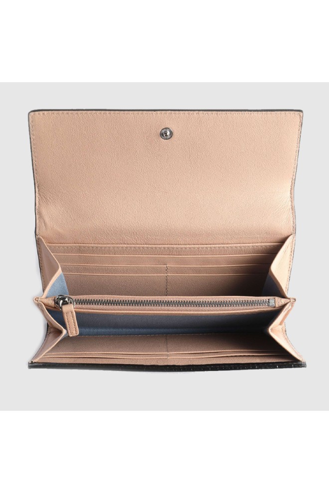 EMPORIO ARMANI Czarny portfel damski we wzór krokodyla