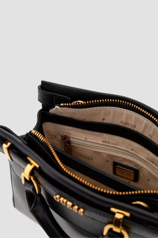 GUESS Black Sestri Logo Mini Satchel Handbag