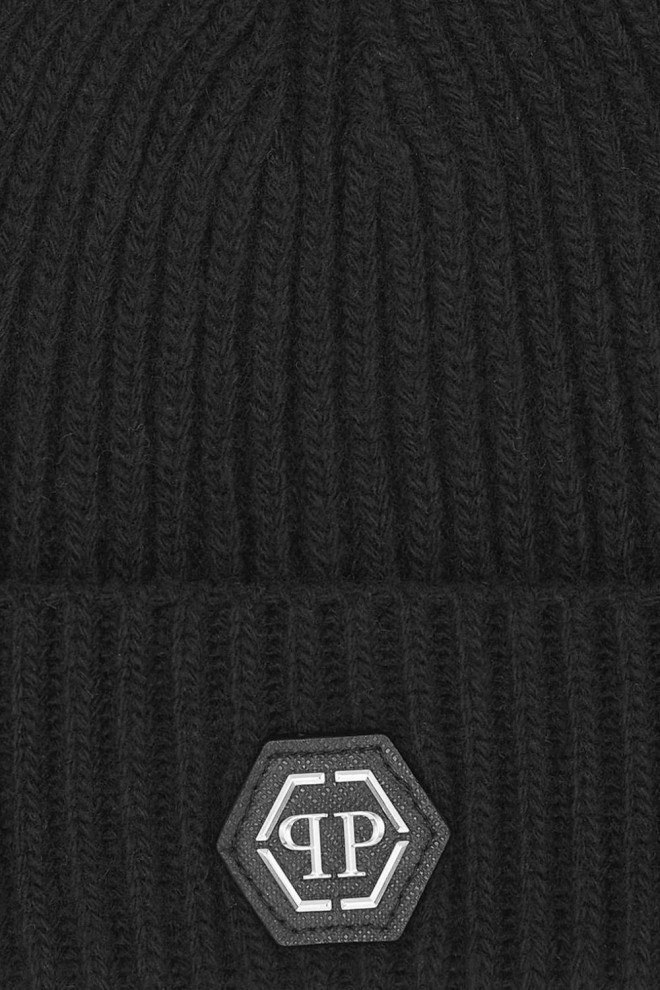 PHILIPP PLEIN Czarna czapka wełniana