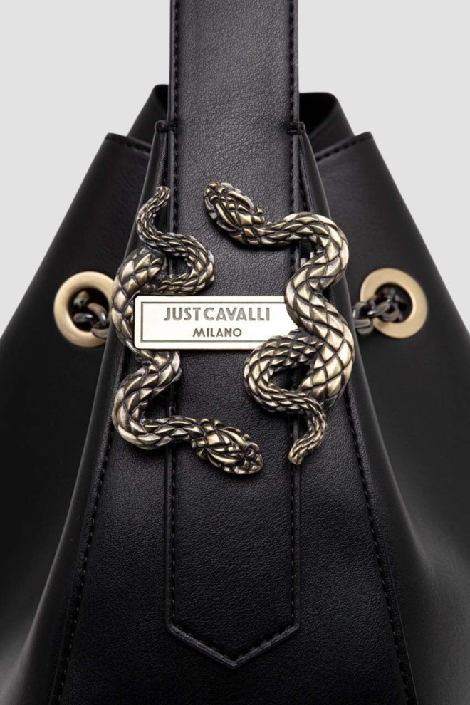 JUST CAVALLI Czarna torebka Range A New Iconic Snakes