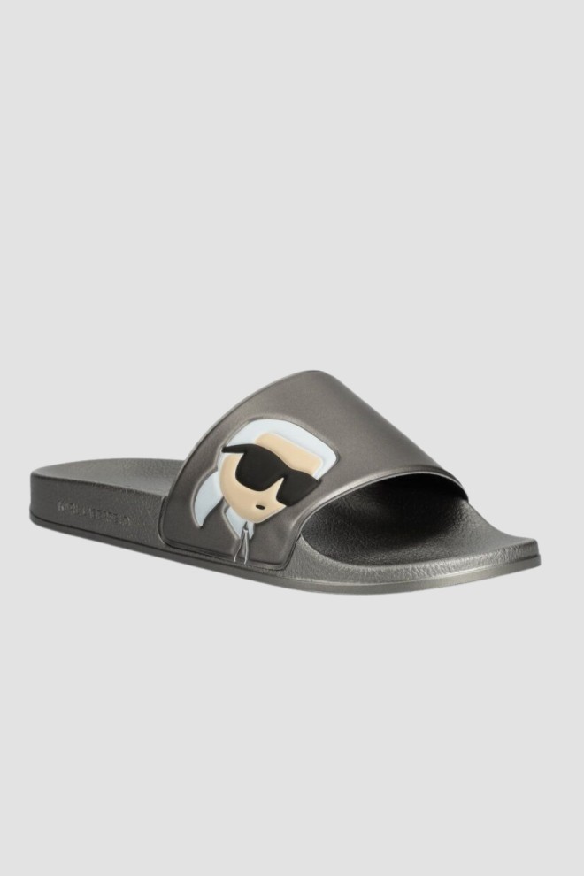 KARL LAGERFELD Silver Kondo Kal Nft Slide Flip Flops