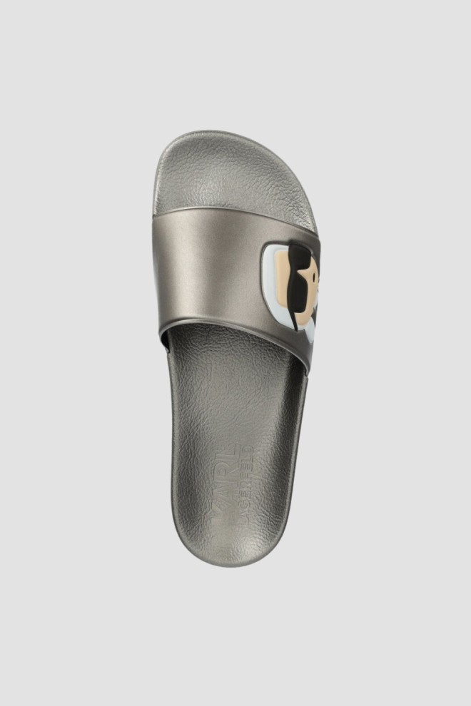 KARL LAGERFELD Silver Kondo Kal Nft Slide Flip Flops