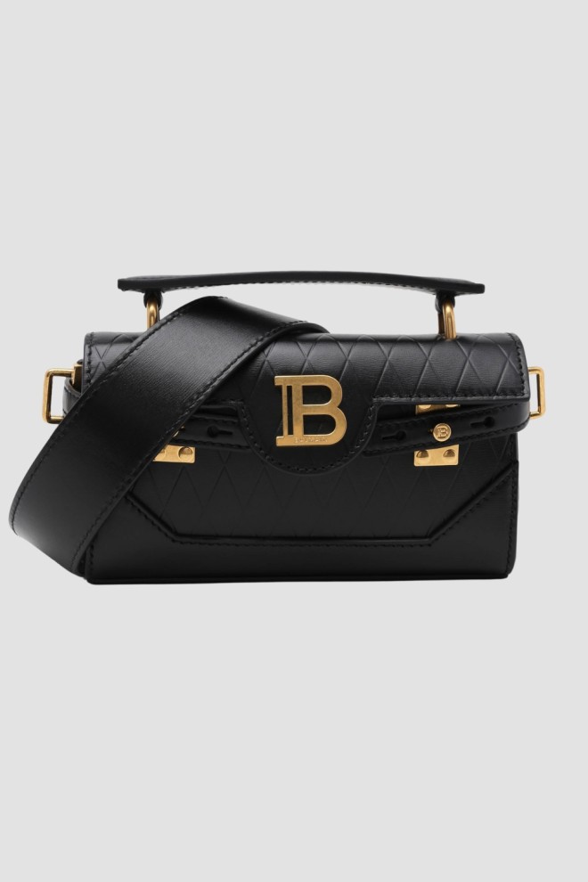 Сумочка BALMAIN Black B-buzz 19-Cuir з рельєфною решіткою