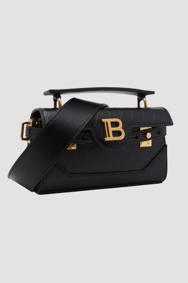 Сумочка BALMAIN Black B-buzz 19-Cuir з рельєфною решіткою