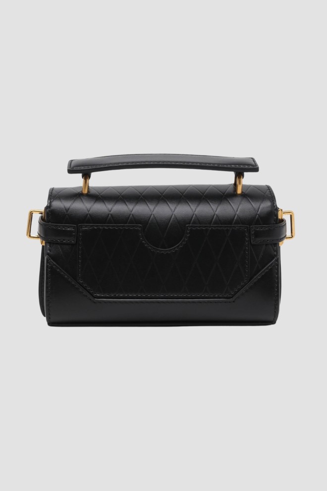 BALMAIN Czarna torebka B-buzz 19-Cuir Embossed Grille