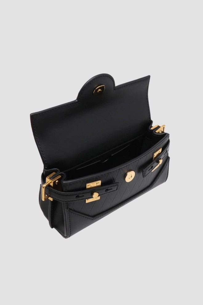 Сумочка BALMAIN Black B-buzz 19-Cuir з рельєфною решіткою