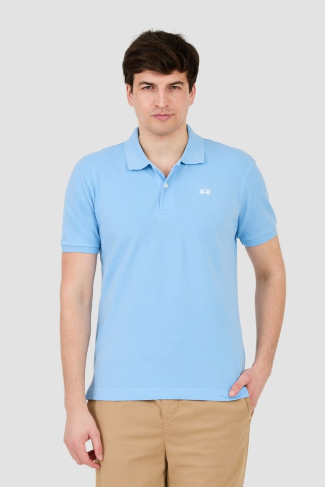 LA MARTINA Błękitne polo z małym logo