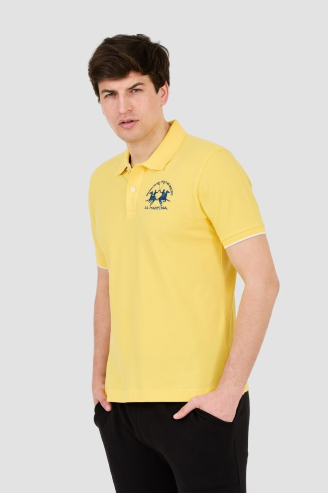 LA MARTINA Żółte polo z dużym logo