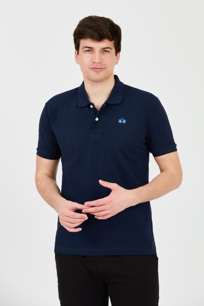 LA MARTINA Granatowe polo z małym logo