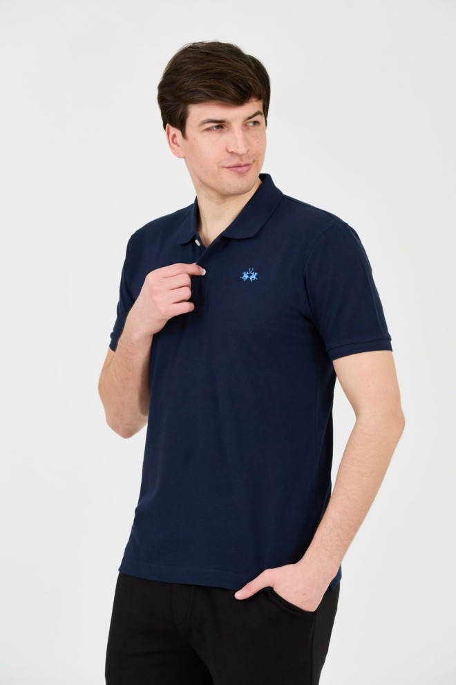 LA MARTINA Granatowe polo z małym logo