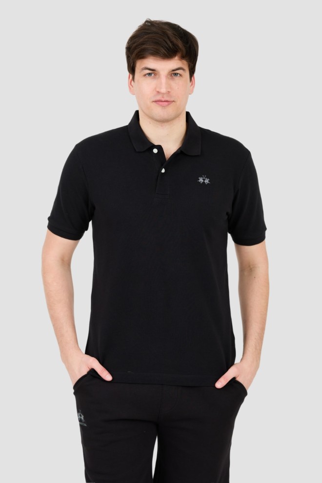 LA MARTINA Czarne polo z małym logo