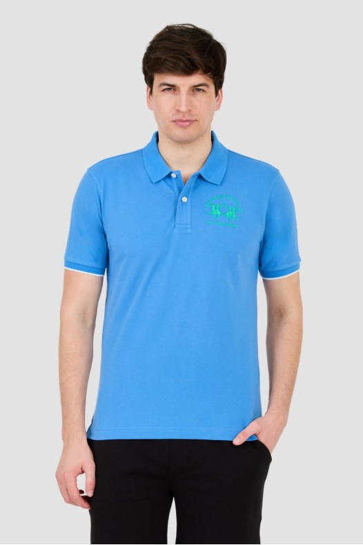 LA MARTINA Niebieskie polo...