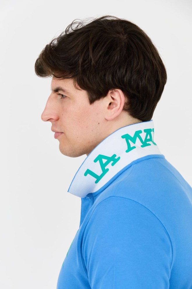 LA MARTINA Niebieskie polo z dużym logo