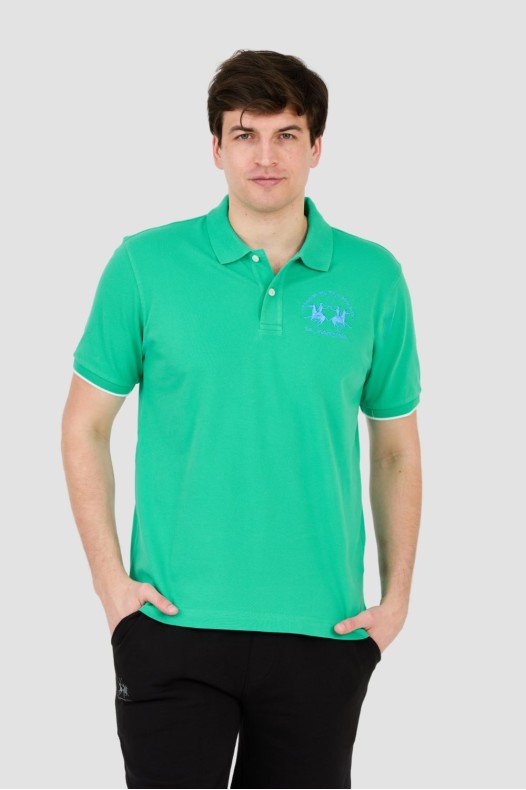 LA MARTINA Green polo with...
