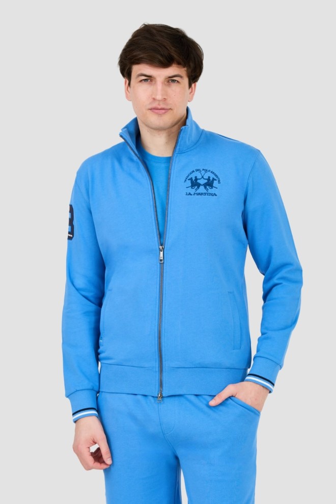 LA MARTINA Blue unbuttoned sweatshirt