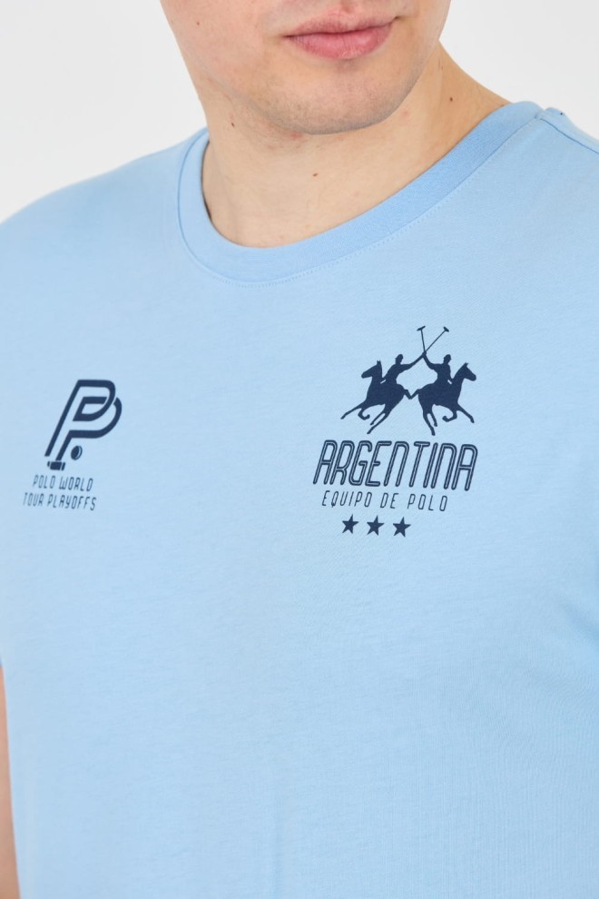 LA MARTINA Błękitny t-shirt Jersey