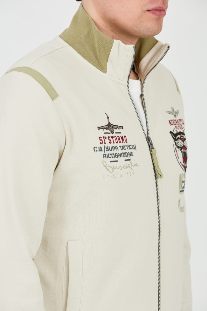 AERONAUTICA MILITARE Beżowa bluza Embroidered 51st