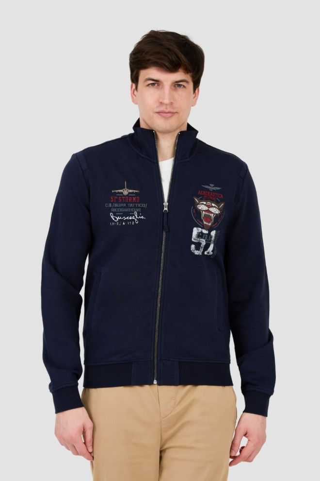 AERONAUTICA MILITARE Navy blue sweatshirt Embroidered 51st