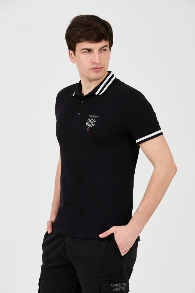 AERONAUTICA MILITARE Black Polo Short Sleeve