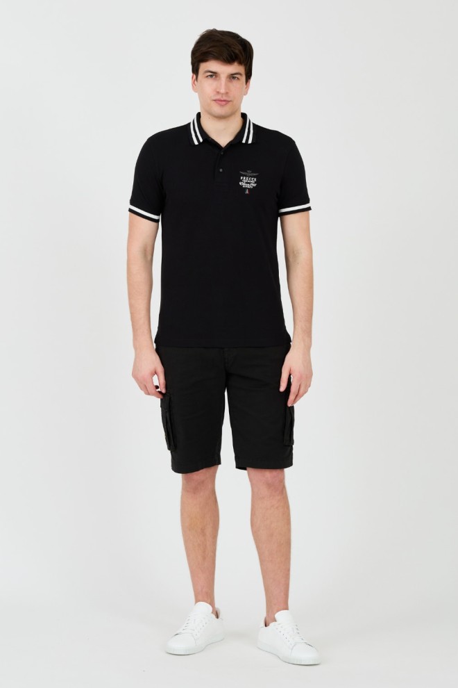 AERONAUTICA MILITARE Black Polo Short Sleeve
