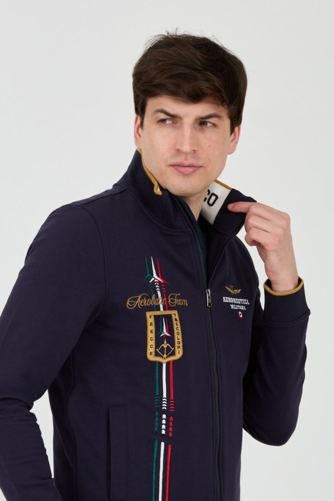 AERONAUTICA MILITARE Navy blue unbuttoned sweatshirt