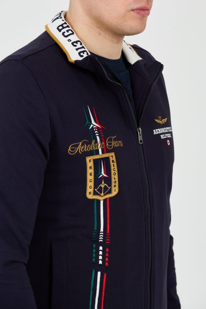 AERONAUTICA MILITARE Navy blue unbuttoned sweatshirt