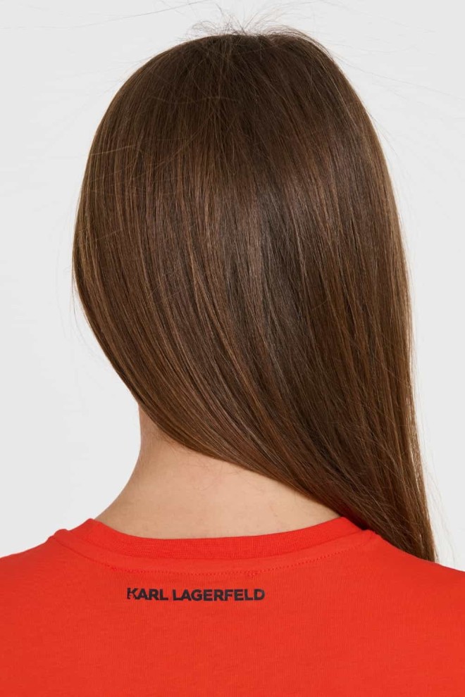 KARL LAGERFELD Red iconic linen t-shirt